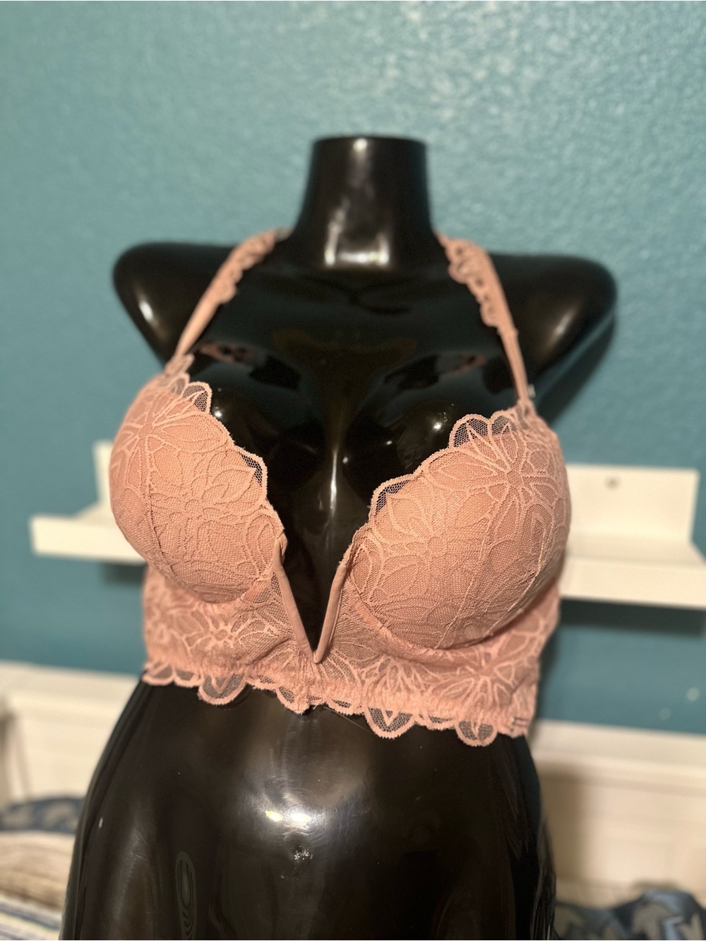 PINK Victoria's Secret Lace Push-Up Bralette in Dusty Pink